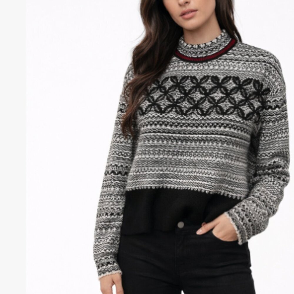 MIA Fair Isle Nordic Pattern Sweater Cozy Winter Knit Size Small Cottagecore